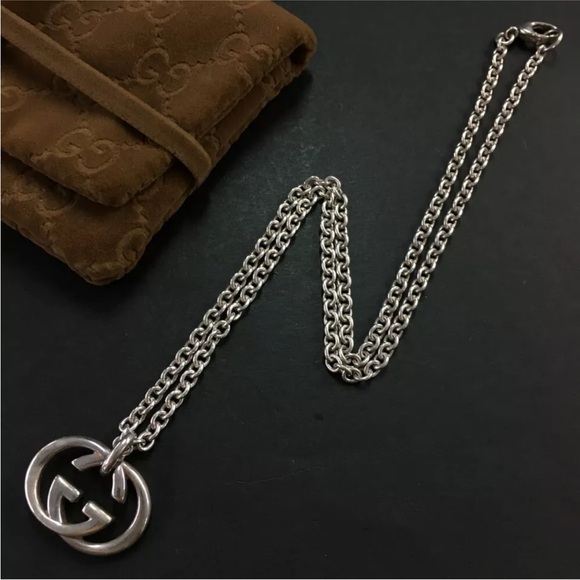 ✨🛍️ Gucci 925 Silver Interlocking GG Necklace - Picture 1 of 4